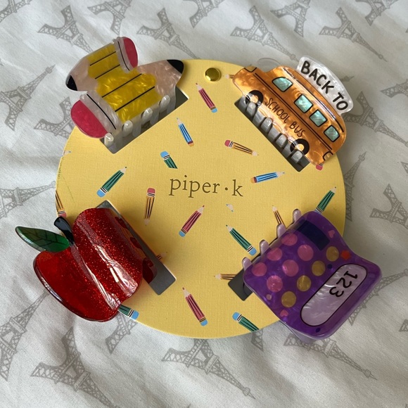 Piper K Accessories - NWT ✏️ 🍎 Piper K back to school hair clips set of 4